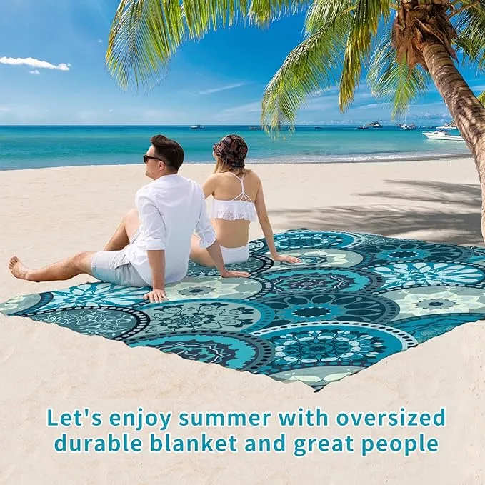 BYDOLL Beach Blanket Sandproof Waterproof 78''×81'' 1-4 Adults Compact Lightweight Oversized Beach Blanket Large Picnic Mat Beach Blanket for Travel Camping Hiking Picnic