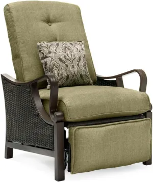 Cambridge Saratoga Hand-Woven Wicker Reclining Outdoor Chair, UV Protected Cushions, Weather and Rust Resistant Steel Frame, Outdoor Recliner, Meadow Green
