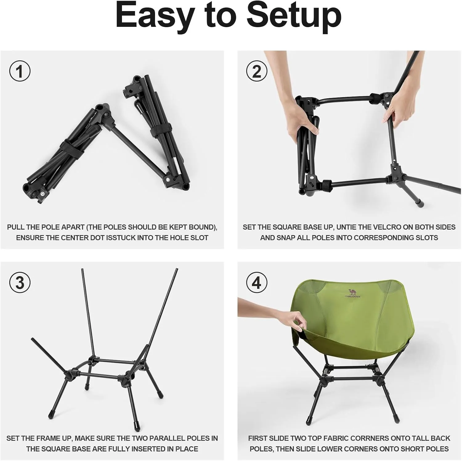 CAMEL CROWN Folding Camping Chair, Lightweight Portable Compact Lawn Chair with Side Pocket for Outdoor Travel Beach Picnic Hiking Backpacking Army Green