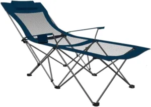 Camping Chair Folding Portable with Footrest Mesh Backrest Reclining Lunch Break Bed Sitting Lying Dual-Purpose Beach Seat Chairs for Adults