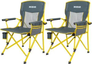 Camping Chair for Adults 350 LBS Support Camp Chair 2PCS with Breathable Mesh Back Fabric with Arm Rest Cup Holder and Portable Carrying Bag