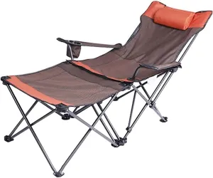 Camping Chair Outdoor Fishing 2 in 1 with Footrest, Recliner Folding Lounge Seat for Beach, Fishing, Picnics, Hiking Chairs for Outside Portable