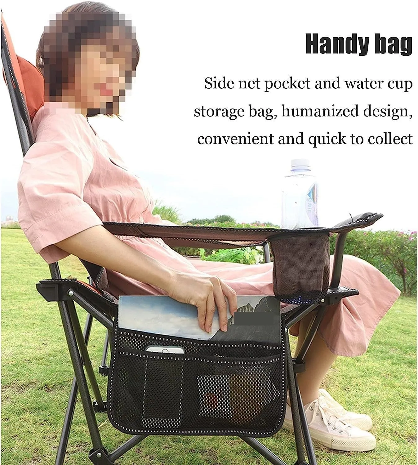 Camping Chair Outdoor Fishing 2 in 1 with Footrest, Recliner Folding Lounge Seat for Beach, Fishing, Picnics, Hiking Chairs for Outside Portable