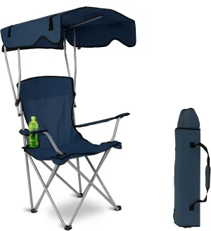 Camping Chair with Canopy, Outdoor Folding Canopy Chair with Shade & Cup Holder for Outdoor Sports, Portable Lawn Chairs for Camping Beach Tailgates Fishing, Support 330 LBS