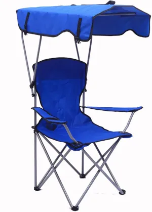 Camping Chairs with Shade Canopy Chair, Breathable and Sunscreen Oxford Fabric Folding Camp Recliner for Outdoor Beach Camp Park Travel (Maximum Load 150Kg),Light Blue (Color : Light Blue)