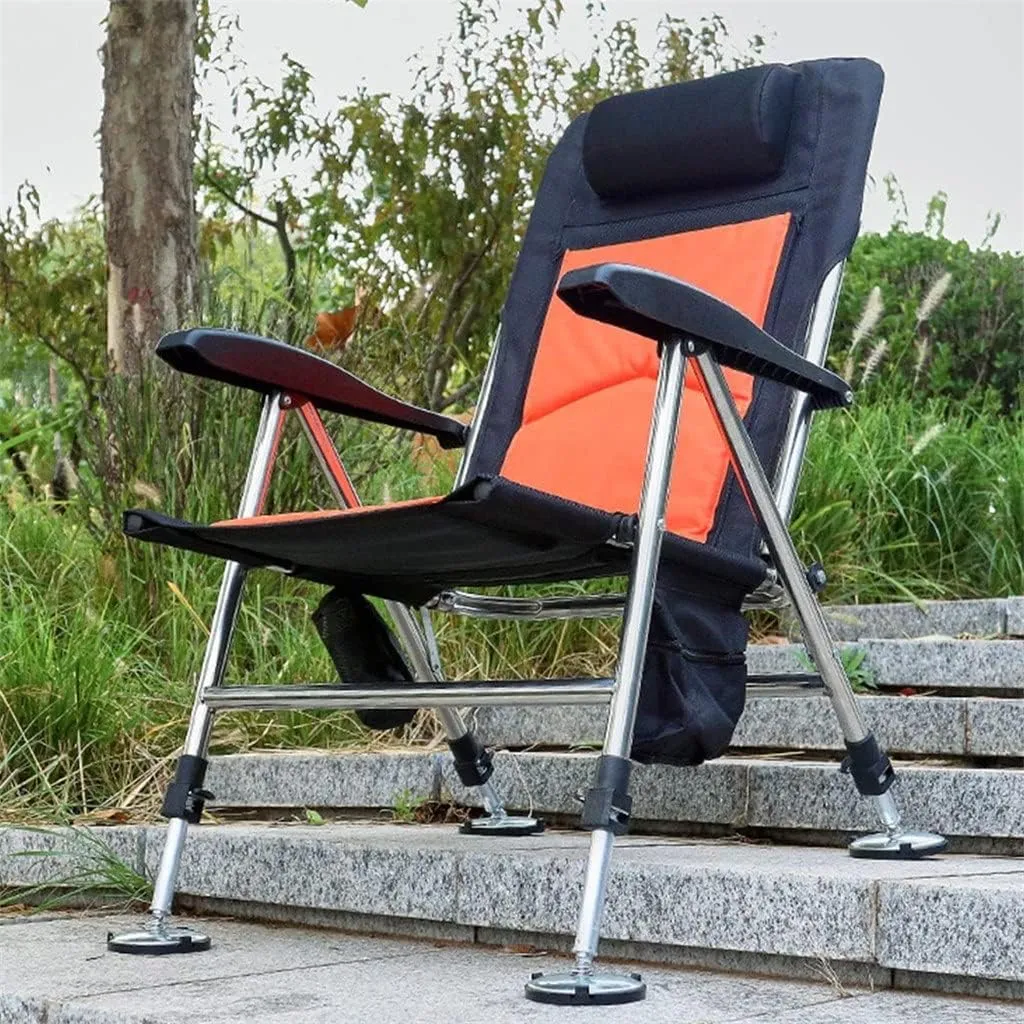 Camping Chairs,Fishing Chair Beach Chair Outdoor Foldable Fishing Chair Recliner Four-Leg Adjustable Portable Multifunction Fishing Chair/D/Light Grey