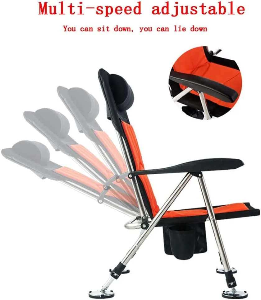 Camping Chairs,Fishing Chair Beach Chair Outdoor Foldable Fishing Chair Recliner Four-Leg Adjustable Portable Multifunction Fishing Chair/D/Light Grey