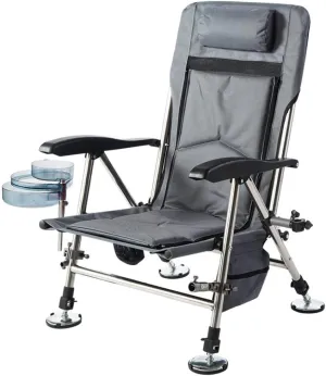 Camping Chairs,Fishing Chair Beach Chair Outdoor Foldable Fishing Chair Recliner Four-Leg Adjustable Portable Multifunction Fishing Chair/D/Light Grey