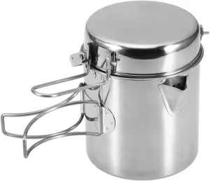 Camping Cookware Portable Outdoor Camping Pots and Pans Set Cook Gear for Family Hiking Silver Cooker