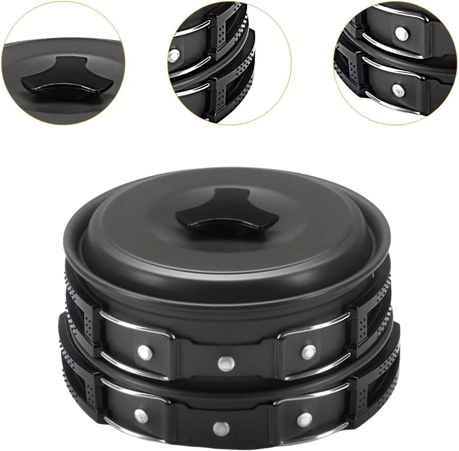 Camping Cookware Set with Pot and Pan, Aluminum Alloy Gear for Outdoor Use