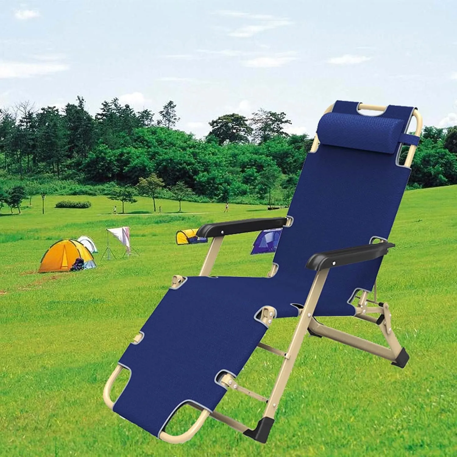 Camping Cot for Adults, Patio Lounge Chair and Flat Folding Cot, Heavy Duty Sleeping Cots, Portable Adjustable Bed Outdoor, Recliner Chair Outdoor, for Home Office Nap