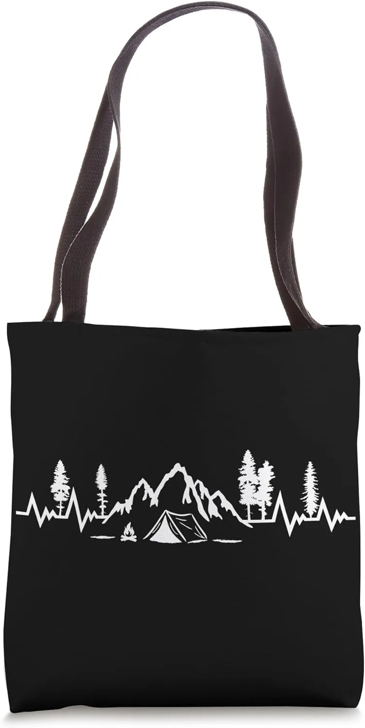 Camping, hiking, trekking, nature adventure, pulse heartbeat Tote Bag