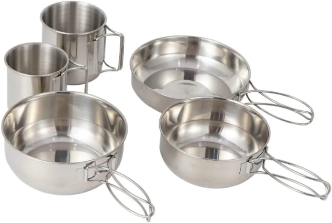 Camping Kitchen Utensil Outdoor 304 Stainless Steel Mountaineering Portable Pot Set Camping Picnic Tableware Cooker for Outdoor Cooking