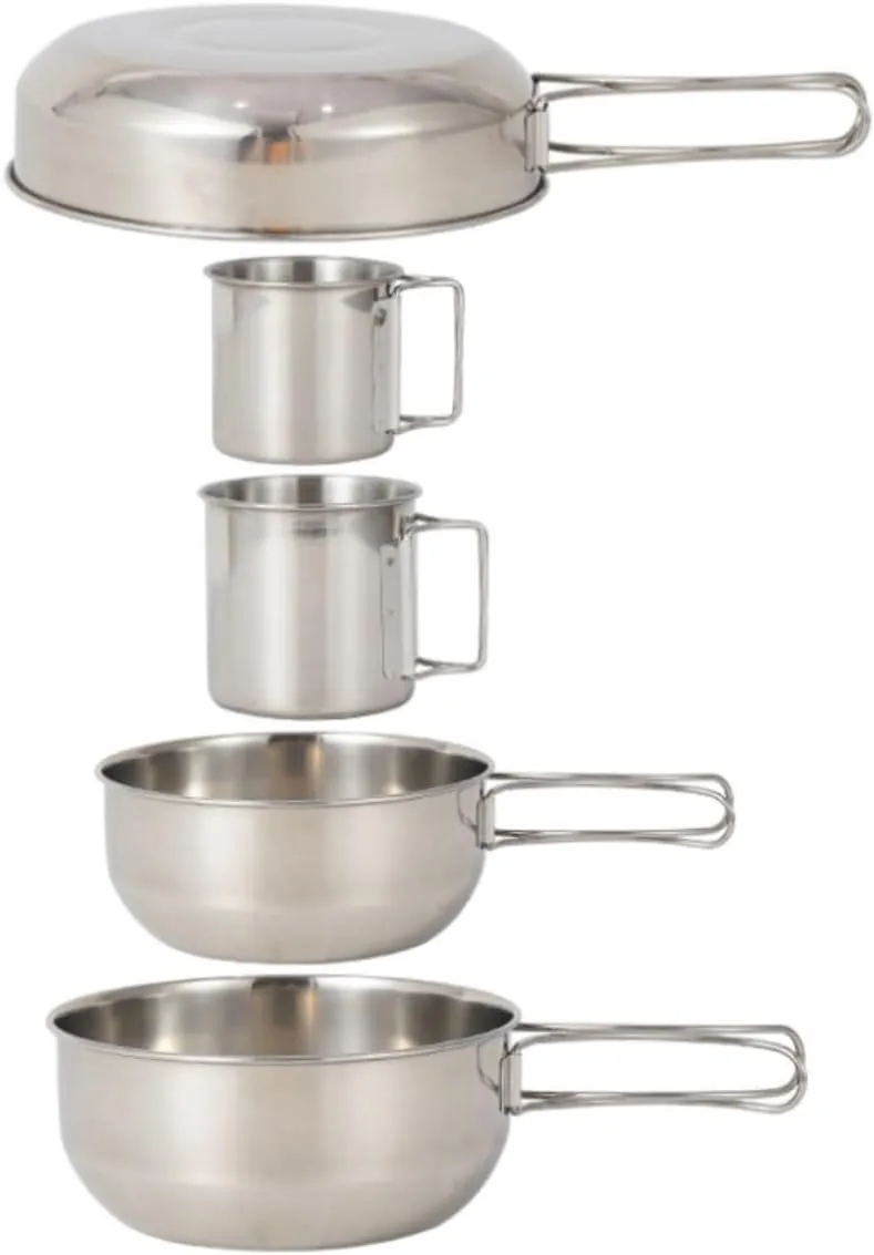 Camping Kitchen Utensil Outdoor 304 Stainless Steel Mountaineering Portable Pot Set Camping Picnic Tableware Cooker for Outdoor Cooking