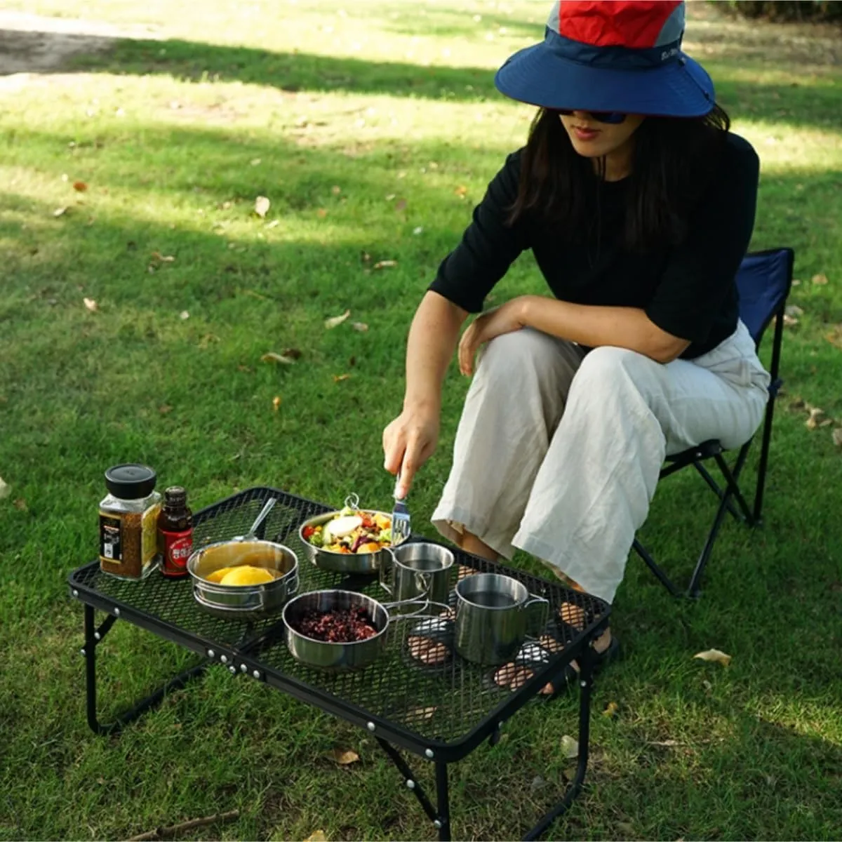 Camping Kitchen Utensil Outdoor 304 Stainless Steel Mountaineering Portable Pot Set Camping Picnic Tableware Cooker for Outdoor Cooking
