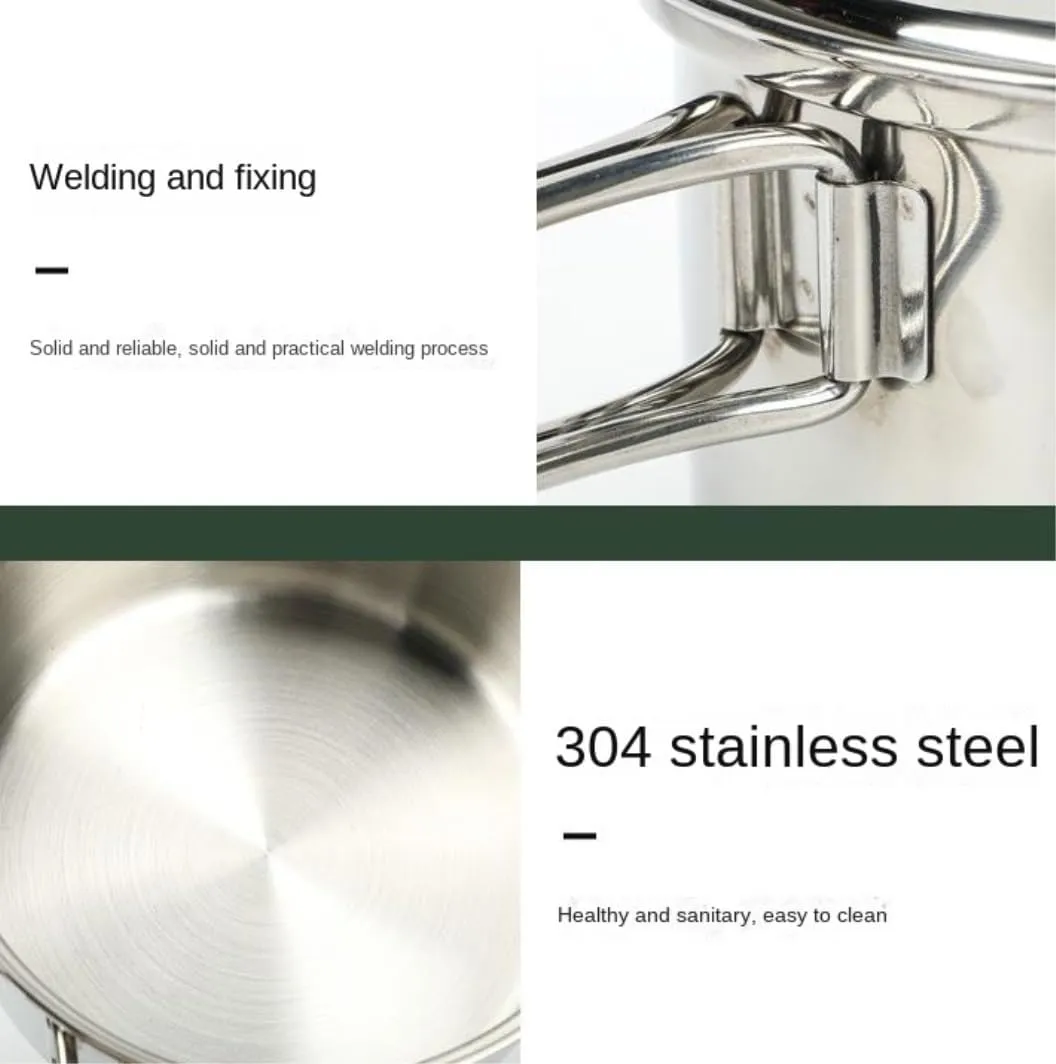 Camping Kitchen Utensil Outdoor Camping Cookware Set Camping Pot Outdoor Bowls Stainless Steel Camping Cooking Pot Pan Bowls for Outdoor Cooking