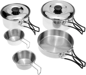Camping Kitchen Utensil Outdoor Camping Cookware Set Camping Pot Outdoor Bowls Stainless Steel Camping Cooking Pot Pan Bowls for Outdoor Cooking