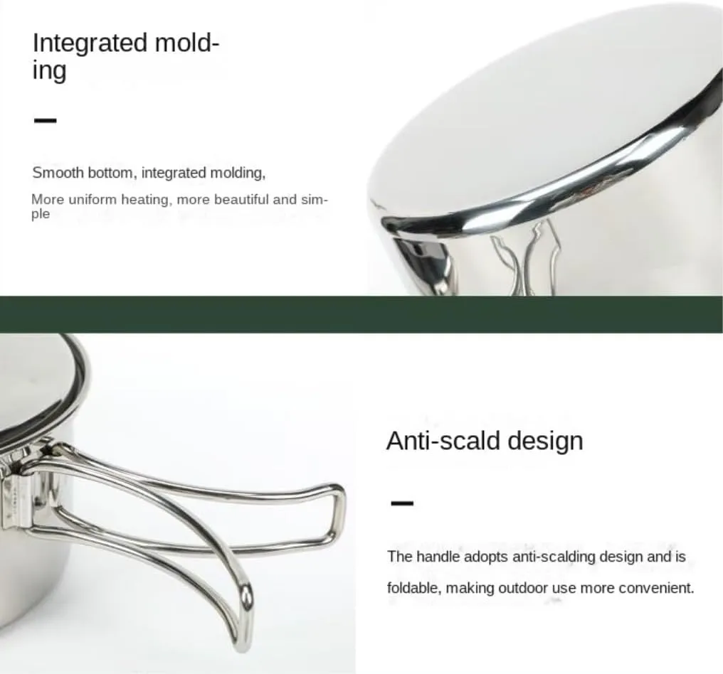 Camping Kitchen Utensil Outdoor Camping Cookware Set Camping Pot Outdoor Bowls Stainless Steel Camping Cooking Pot Pan Bowls for Outdoor Cooking