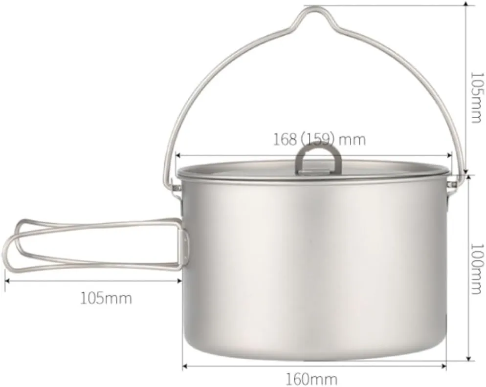 Camping Kitchen Utensil Outdoor Foldable Long Handle Hanging Pot Portable Camping Cooking Picnic Pot for Outdoor Cooking