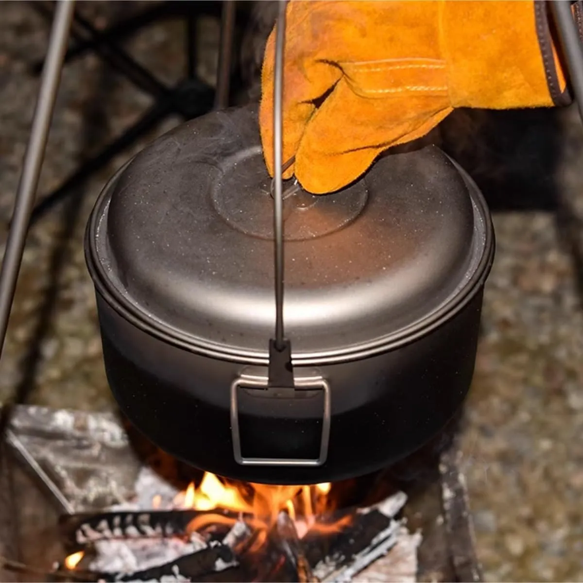 Camping Kitchen Utensil Outdoor Steamer Portable Soup Pot Camping Picnic Pot Camping Pan Hot Pot Large Capacity Pot Set for Outdoor Cooking