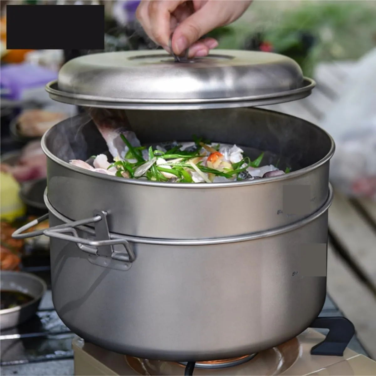 Camping Kitchen Utensil Outdoor Steamer Portable Soup Pot Camping Picnic Pot Camping Pan Hot Pot Large Capacity Pot Set for Outdoor Cooking