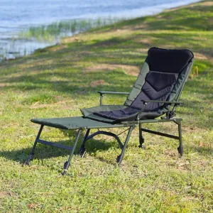 Camping Lounge Chair, Portable Folding Reclining Camping Chair with Adjustable backrest for Indoor and Outdoor Camping Beach Hiking Fishing (Black   Green   Oxford Fabric   Yes-1)