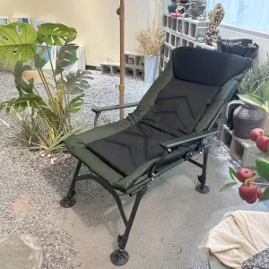 Camping Lounge Chair, Portable Folding Reclining Camping Chair with Adjustable backrest for Indoor and Outdoor Camping Beach Hiking Fishing, Green Black Grey