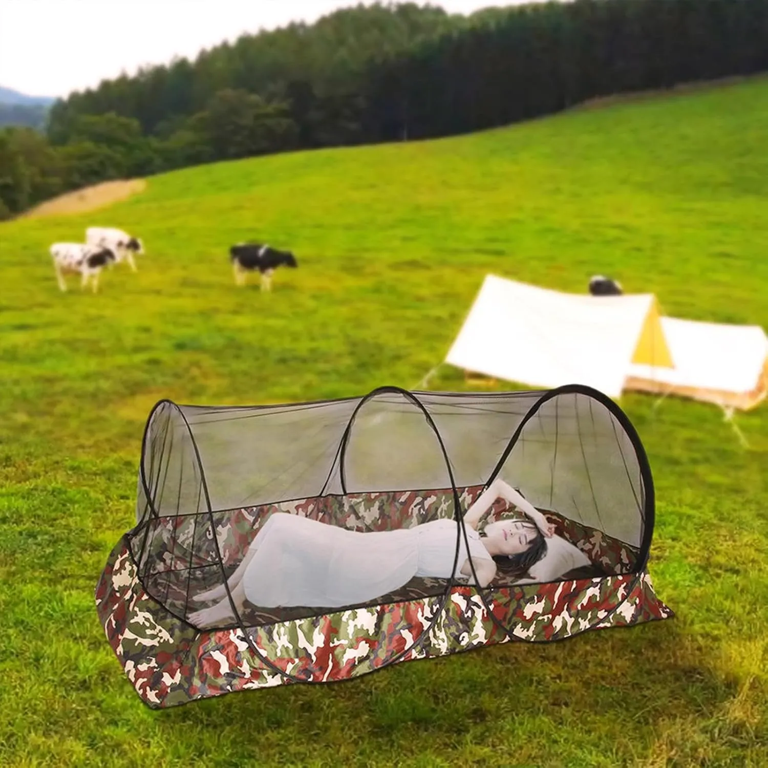 Camping Net Tent - Trips Net Screen Houses, Outdoor Camping Shelters | 4 Person Pop Up Sleeping Mesh Netting with Carry Bag, Large Space Ventilated Mosquitoes Protection Hammock for Travel Resting