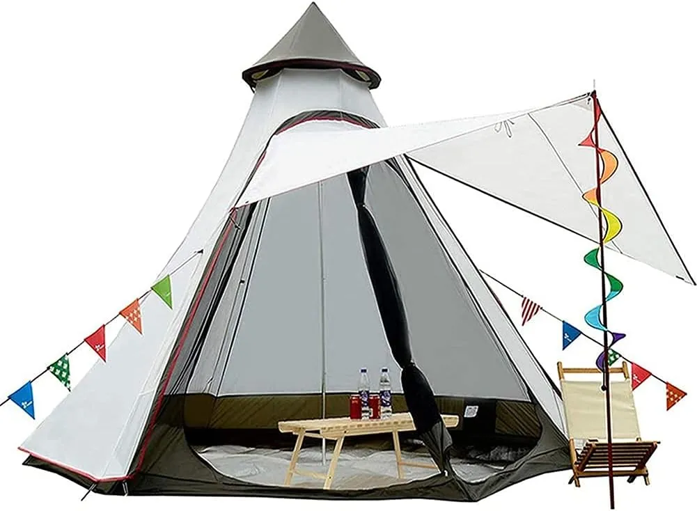 Camping Pyramid Teepee Tent Adult Tent Double Layers Indian Tent Tent Tower Post Bell Tent for Outdoor Family Trip Interesting