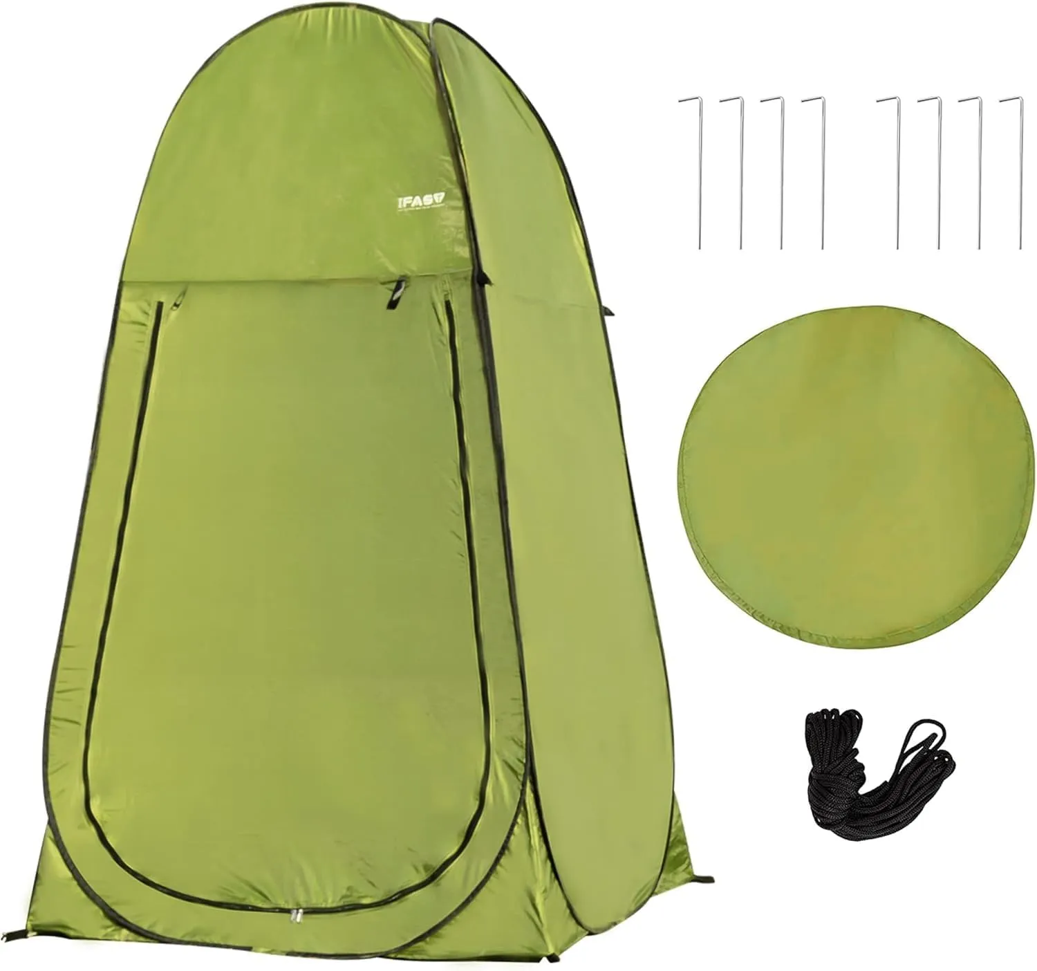 Camping Shower Tent 7ft Pop-up Privacy Shelter, Portable Toilet Dressing Room for Outdoor Camping, Beach, Fishing-Quick Setup, Foldable Lightweight (Green)