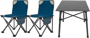 Camping Table Chairs Portable and Chair Set, Outdoor Aluminum Patio Picnic Table, Convenient to Carry and Store