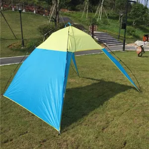 Camping Tarp Shelter Beach Tent Sun Shade Awning Canopy, Portable Sun-Proof Outdoor Tent for Trekking/Riding/Hiking/Fishing (Blue)