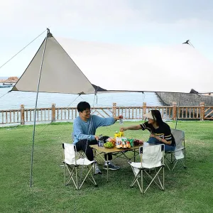Camping Tarp with 2 Poles Waterproof Hammock Rain Fly Camping Tent Tarp Anti-UV Durable Ripstop Backpacking Tarp Tent Ultralight for Family Vacation and Outdoor Adventure Hiking, 118x118inch