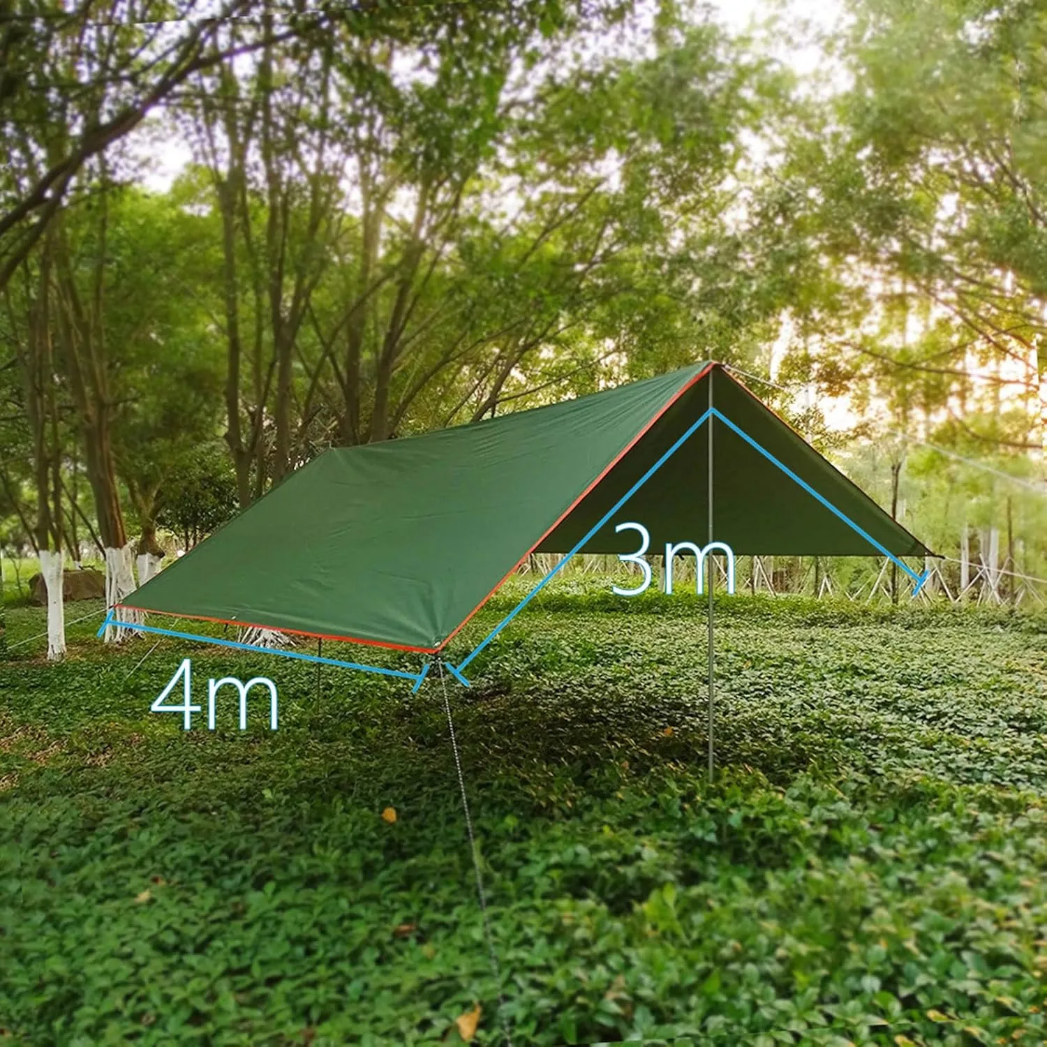 Camping Tarp,3x3 3x4 3x5 Tarp Awning Waterproof Sunshade Ultralight Canopy Sunshade Outdoor Camping Sun Shelter Hammock Rain Fly (Color : Off White, Size : 300 * 300 Cm)
