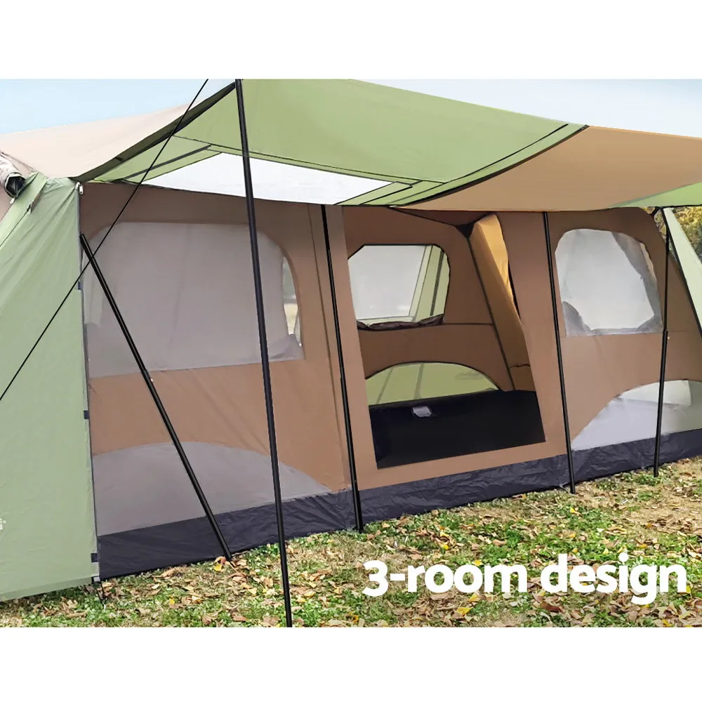 Camping Tent 10-Person Instant Up Outdoor Family Hiking with 3 Rooms