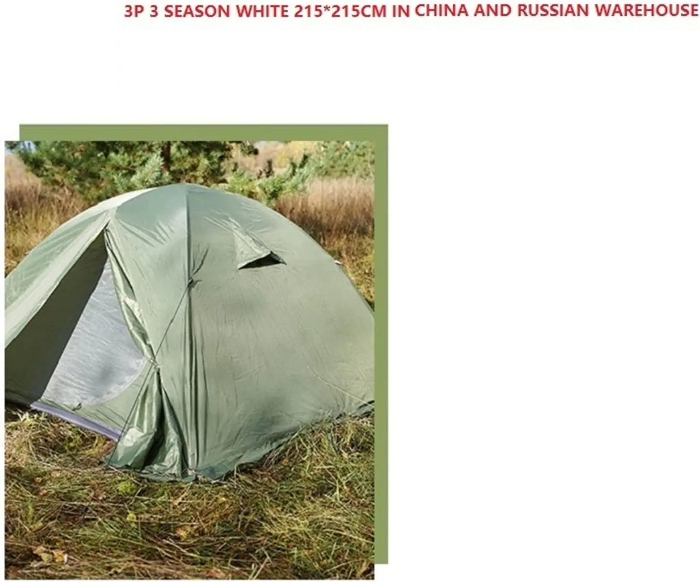 Camping Tent 2-3 Person Backpack Tent Outdoor Camping 4 Seasons Winter Short Skirt Tent Double Layer Waterproof Hiking Survival (Green One Size)