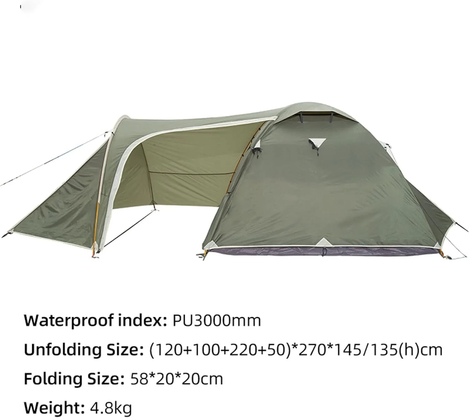 Camping Tent 2-3 Person Backpack Tent Outdoor Camping 4 Seasons Winter Short Skirt Tent Double Layer Waterproof Hiking Survival (Green One Size)