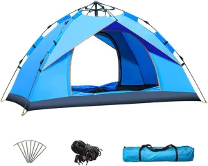 Camping Tent 2-3/3-4 Person Outdoor Dome Tent Automatic Instant Easy Pop Up Tent Beach Camping Folding Tent with Carry Bag Blocks Wind & Rain Easy Set Up