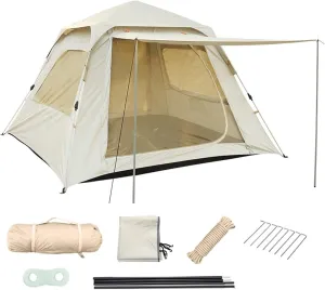 Camping Tent 3-4 5-8 Persons Cube One-Touch Tent Fishing Beige Blue Camping Supplies Automatic Lightweight Roof Top Hexagonal (Typeb3 4 People)