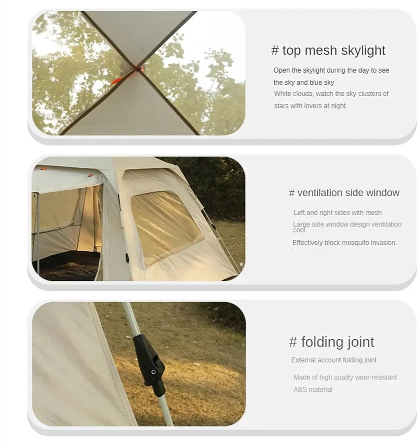 Camping Tent 3-4 5-8 Persons Cube One-Touch Tent Fishing Beige Blue Camping Supplies Automatic Lightweight Roof Top Hexagonal (Typeb3 4 People)