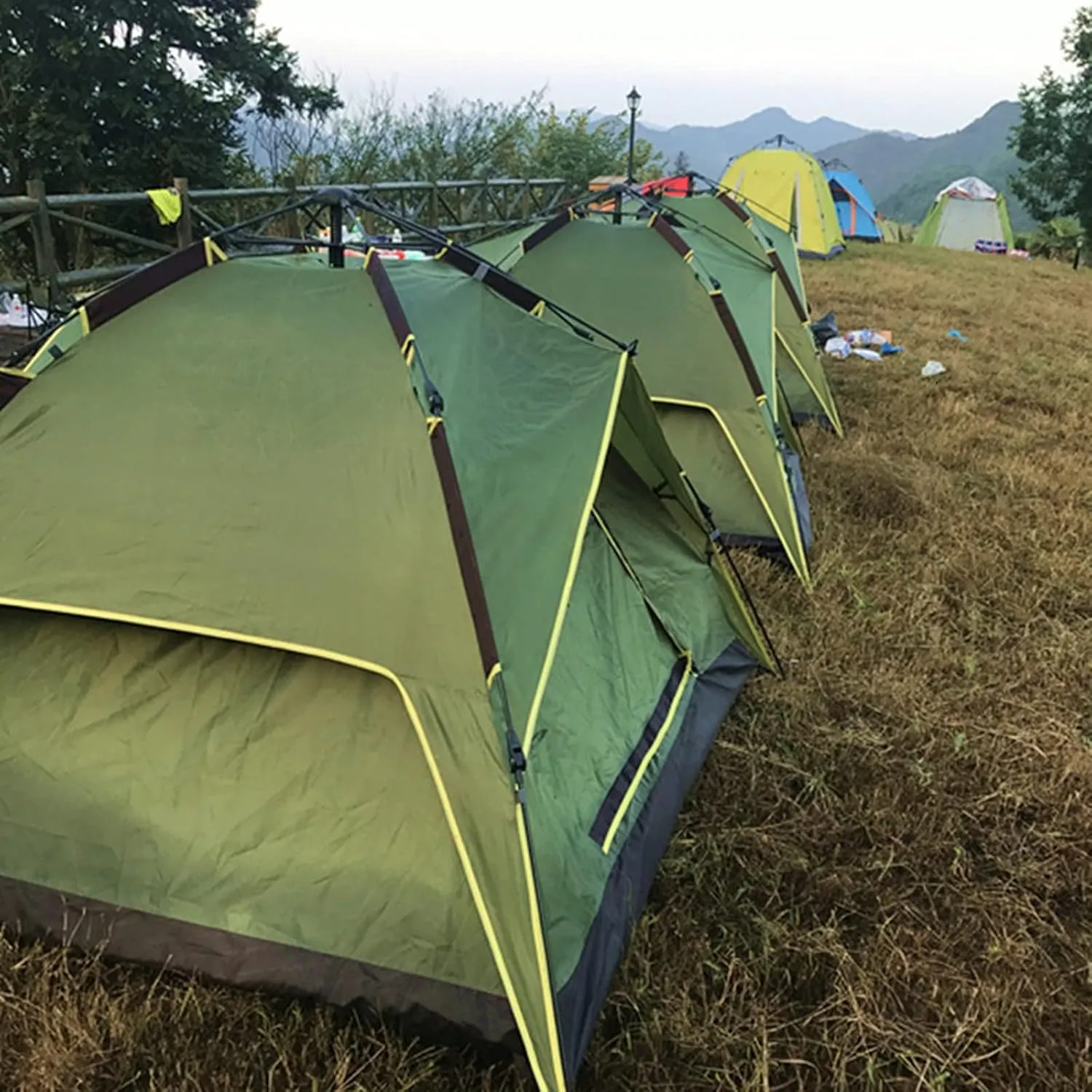 Camping Tent 3-4 Person Hydraulic Automatic Camping Tent Double Layer Instant Setup Outdoor Family Tent Portable Backpacking Tent for Hiking (Color :