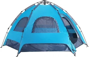 Camping Tent 5-6 People Double- Layer Rainproof and Breathable Hexagonal Automatic Tent Suitable for Camping Traveling Hiking Outdoors