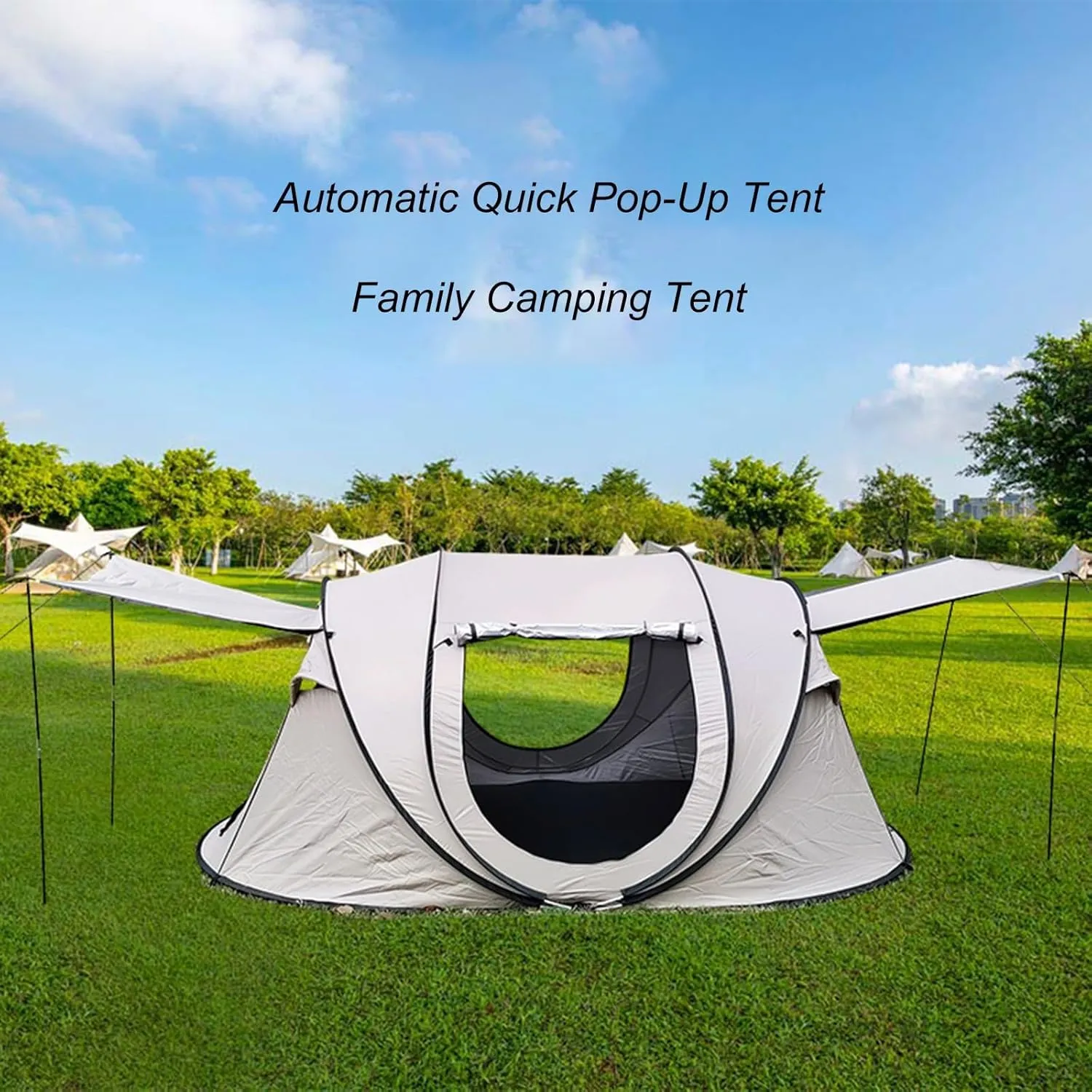 Camping Tent 5-8 Person Automatic Pop-up Tent Folding Portable Boat Tent Sunproof Waterproof Outdoor Picnic Instant Family Tent with Poles