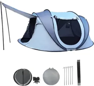 Camping Tent 5-8 Person Automatic Pop-up Tent Folding Portable Boat Tent Sunproof Waterproof Outdoor Picnic Instant Family Tent with Poles