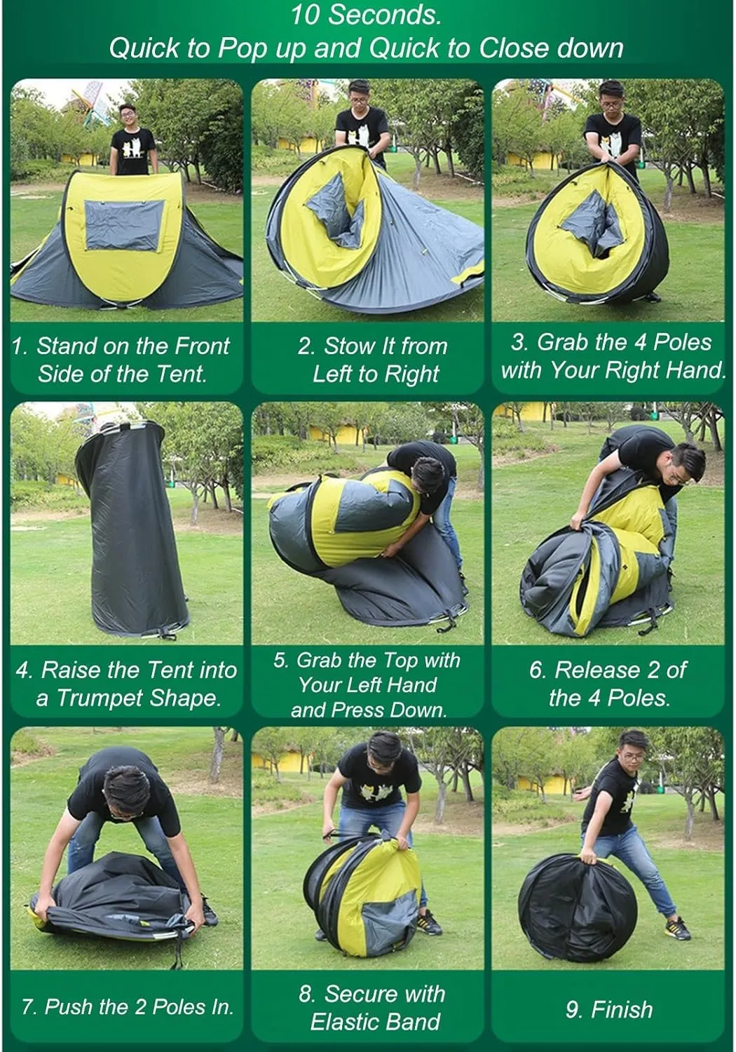 Camping Tent 5-8 Person Automatic Pop-up Tent Folding Portable Boat Tent Sunproof Waterproof Outdoor Picnic Instant Family Tent with Poles
