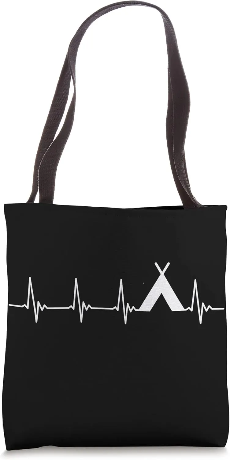 Camping Tent Heartbeat Camper Outdoor Caravan Motorhome Tote Bag