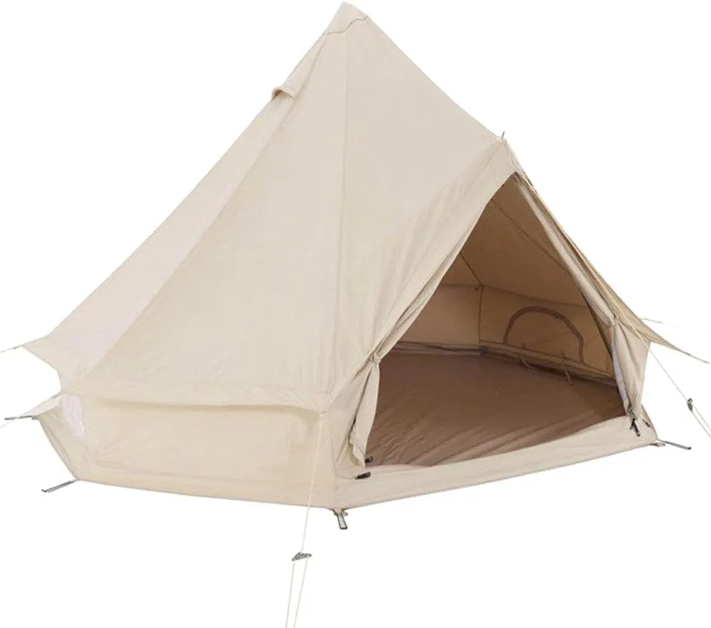 Camping Tent Large Bell Tent with Stove Hole Cotton Canvas Tents Yurt Tent 4 Season Indian Tent for Family Camping Outdoor Hunting
