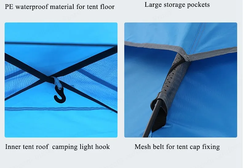 Camping Tent Large Space Double Layer 3-4 Person Tent