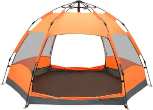 Camping Tent Outdoor Fully Automatic Quick-Opening Free to Build Camping Tent Multi-Layer Double-Layer Thickening Waterproof Spacious Large Space Lightweight and Portable Orange