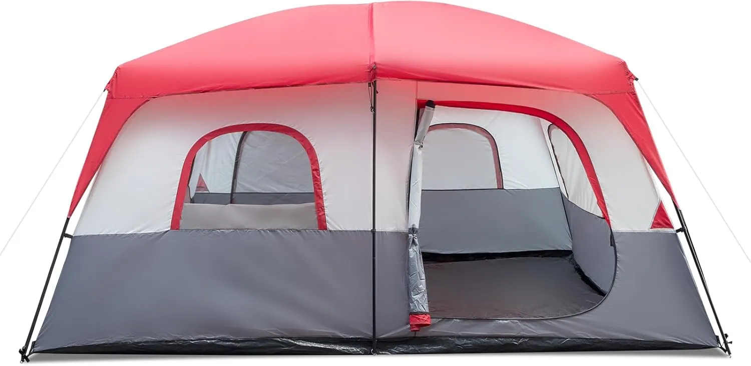 Camping Tent,10/14 Person Family Tent,Waterproof Windproof Family Tent,Double Layer,Divided Curtain for Separated Room,Portable with Carry Bag,Fits Multiple Queen Airbeds,for Family Camping,Hiking,Backpacking